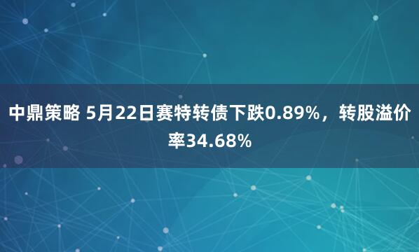 中鼎策略 5月22日赛特转债下跌0.89%，转股溢价率34.68%