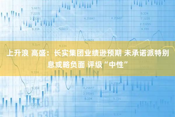 上升浪 高盛:长实集团业绩逊预期 未承诺派特别息或略负面 评级“中性”